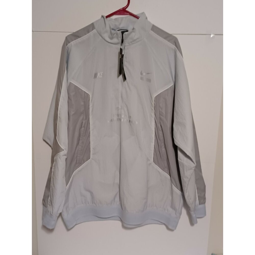 NIKE Zip Up Gray Windbreaker Jacket Coat Size Large  Just Do It CU 6726-043